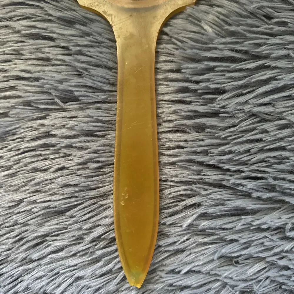 Vintage Art Deco Celluloid Hand Mirror Butterscotch Yellow Pearlized Vanity